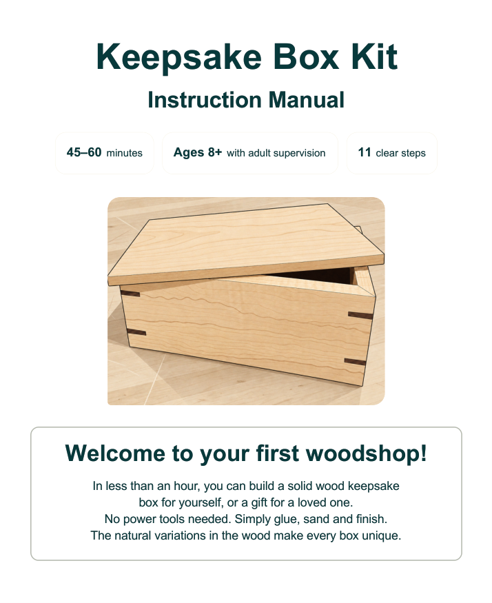 Cover of the Keepsake Box Kit instruction manual