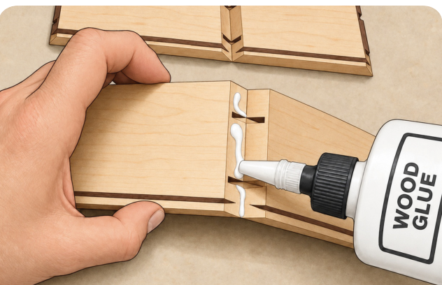 Step 5: Glue the four corners. Artwork from the approved PDF.